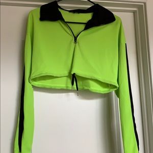 Fashion Nova neon green cropped jacket